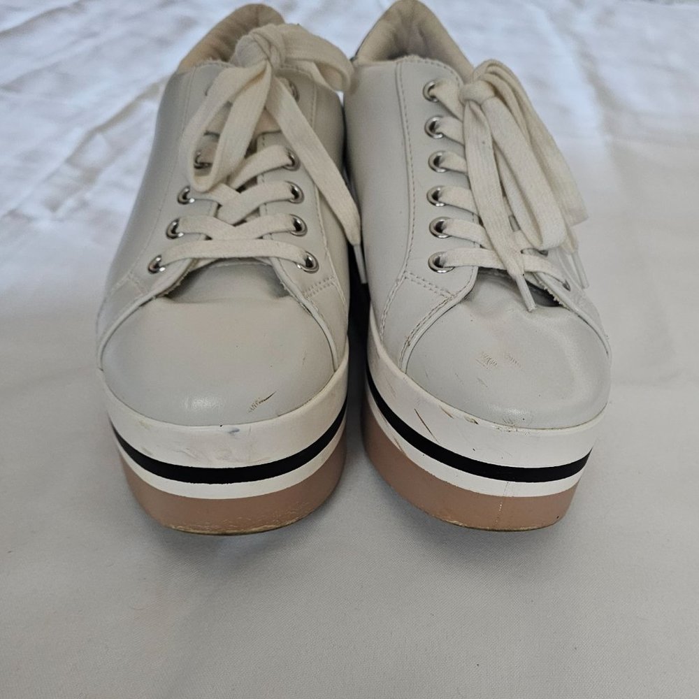 Steve Madden Women's White Alley Lace-Up Casual Shoes Platform Sneakers Sz 8.5M - Picture 9 of 12